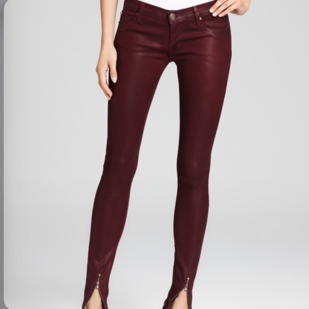 Hudson Denim Juliette Burgundy coated jeans sz 27